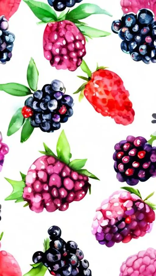 Prompt: wildberry, hand watercolor illustration, oneclipart, white background