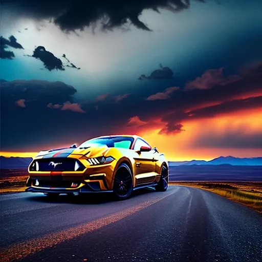 Prompt: long shot scenic professional photograph of {scenery}, perfect viewpoint, highly detailed, wide-angle lens, hyper realistic, with dramatic sky, polarizing filter, natural lighting, vivid colors, everything in sharp focus, HDR, UHD, 64K, with A man, car like mustang,messy hair,good bulk physic, 