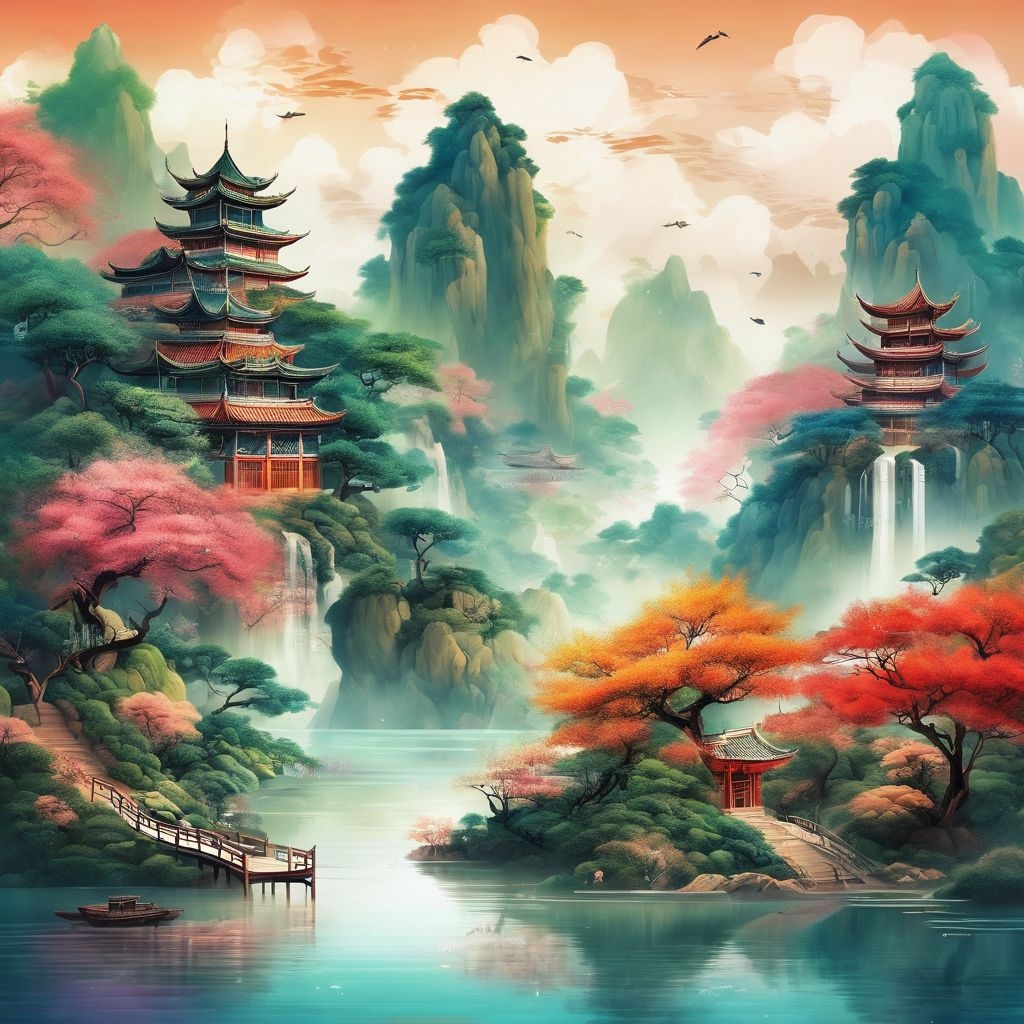 Prompt: Chinese painting style, digital illustration style, otherworldly landscape with floating islands, cascading streams and vibrant flora and fauna. Very detailed and high quality Negative prompt: bad anatomy ugly missing arms bad proportions tiling missing legs blurry poorly drawn feet morbid cloned face extra limbs mutated hands cropped disfigured mutation deformed deformed mutilated dehydrated body out of frame out of frame disfigured bad anatomy poorly drawn face duplicate cut off poorly drawn hands error low contrast signature extra arms underexposed text extra fingers overexposed too many fingers extra legs bad art ugly extra limbs beginner username fused fingers amateur watermark gross proportions distorted face worst quality jpeg artifacts low quality malformed limbs long neck lowres poorly Rendered face low resolution low saturation bad composition Images cut out at the top, left, right, bottom deformed body features poorly rendered hands Steps: 20, Sampler: DPM++ 2M Karras, CFG scale: 7, Seed: 3903915262, Size: 1024x1024, Model hash: e6bb9ea85b, Model: sd_xl_base_1.0_0.9vae, Version: v1.5.1