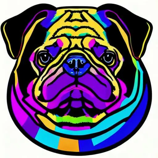 Prompt: Portrait of a bi chungus pug, sticker, colorful, illustration, highly detailed, simple, smooth and clean vector curves, no jagged lines, vector art, smooth