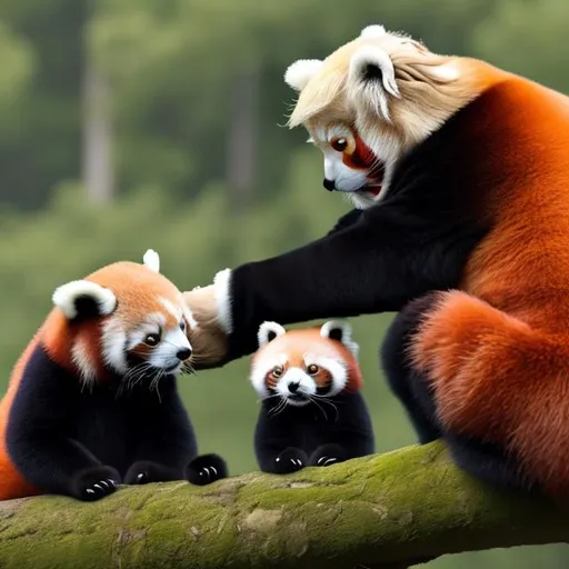 Prompt: Donald Trump meeting a red panda 