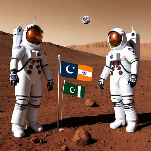 Prompt: pakistan and indian go to mars