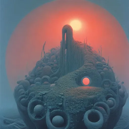 Prompt: Circle in style of zdzislaw beksinski