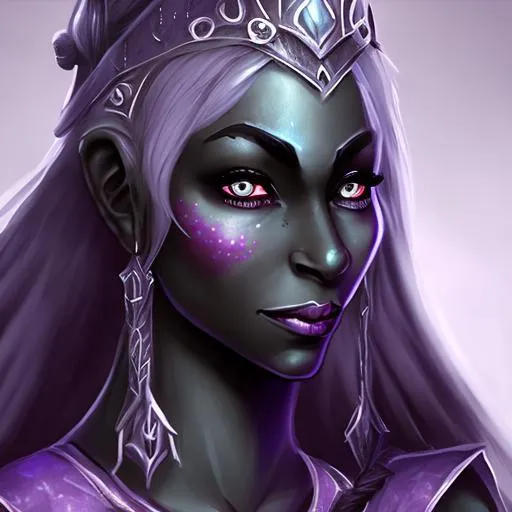 Prompt: drow girl princess, portrait, D&D, realistic, highly detailed, 4k,