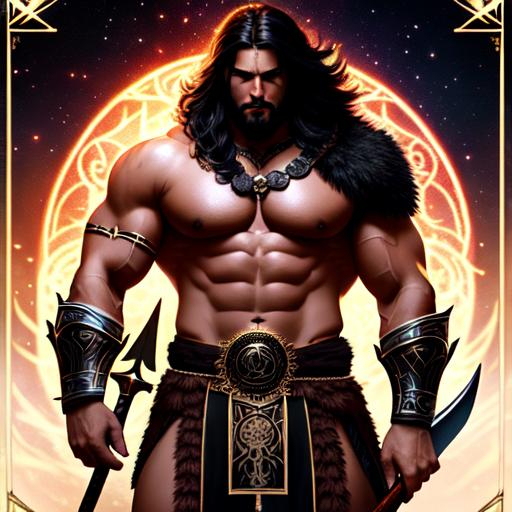 Tarot style + male barbarian+ Full HD render + immen...