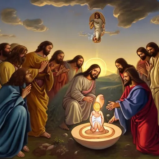 Prompt: jesus giving birth to an egg



