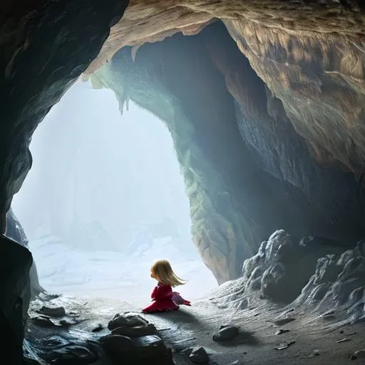 Prompt: 
A man leaves a little girl in a cave while she was sleeping