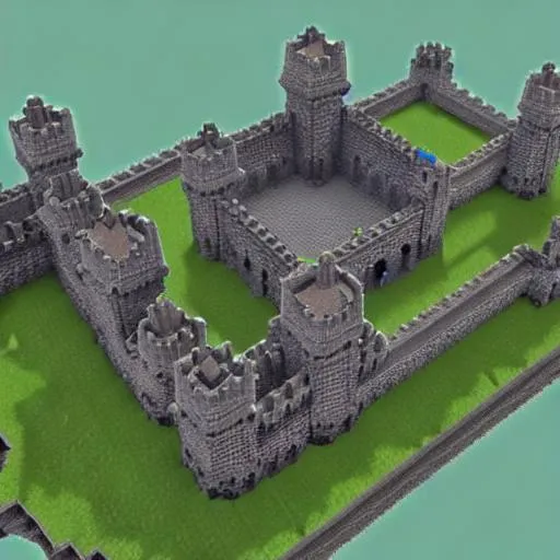 Prompt: A voxel creation of a small castle