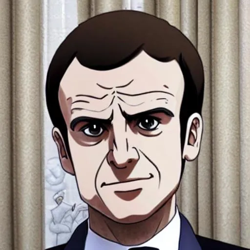 Prompt: Emmanuel Macron as a anime boy