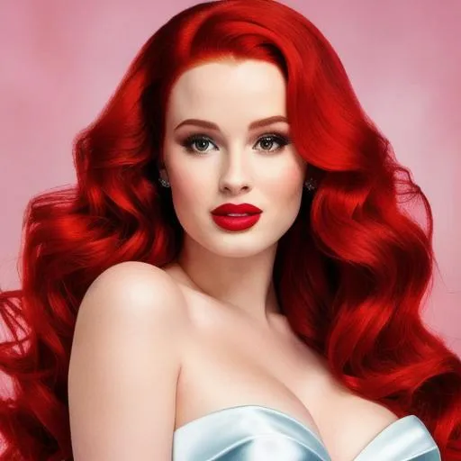 Prompt: Madelaine Petsch as Jessica Rabbit Portrait, 64k, extremely detailed, extremely realistic, 3aD CHO