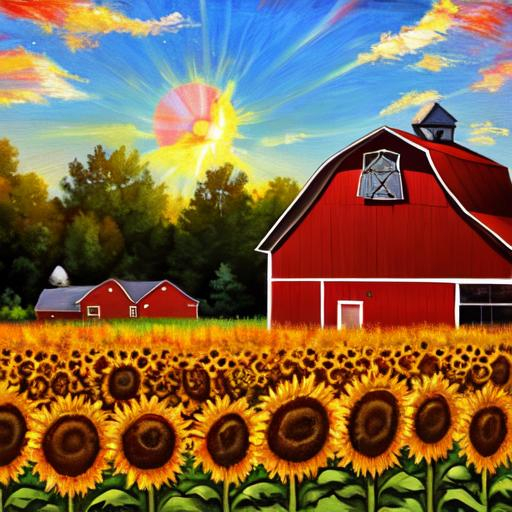 Impressionism Style Painting Of Sunflowers With A Re   Image DAjIX VJ 1689293239328 Raw 