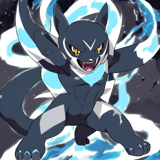 Prompt: a pokemon based off a tiger with shadow powers and soul powers and dragon wings also mostly black and white mew two  mega Charizard x