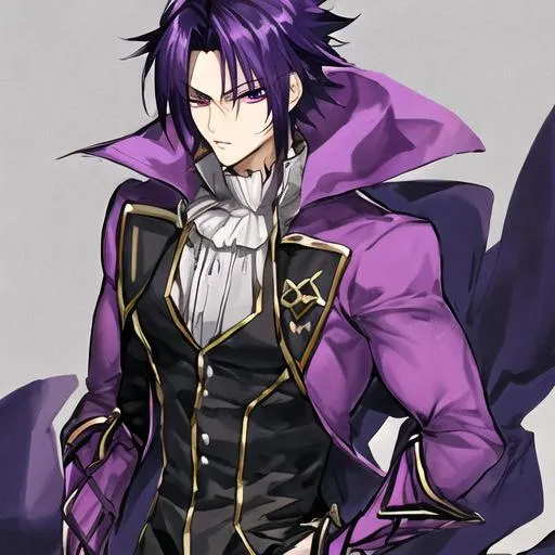 anime guy, dark purple hair, prince, masculine, buff | OpenArt