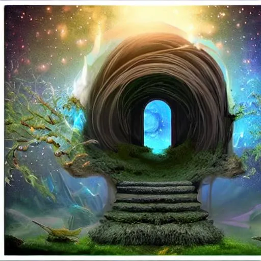 Prompt: otherworldly portal to another dimension, beautiful, fantasy

