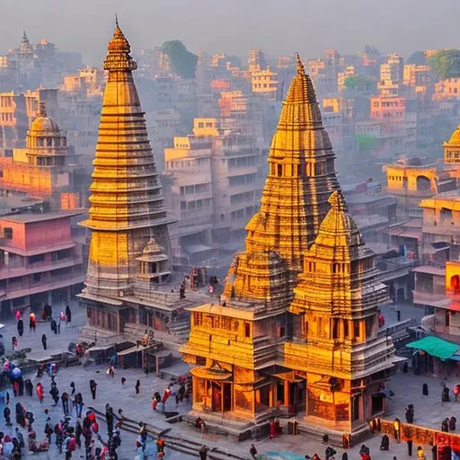 Prompt: A beautiful picture of Kashi Vishwanath temple 