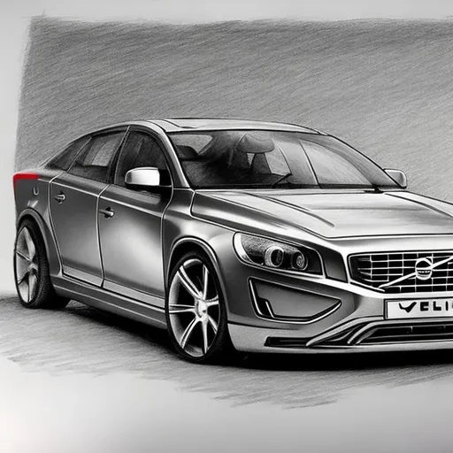 Prompt: hi can you create an image of a volvo car for me, the image is made by a pencil
