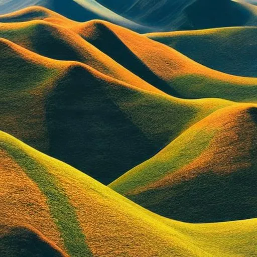 Prompt: flat gradient vibrant modern flowy mountains design, flat gradient overgrown landscape design simple, pinterest, love