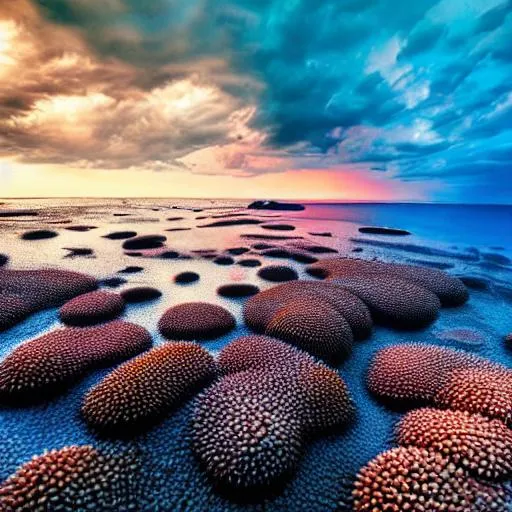 Prompt: long shot scenic professional photograph of {under water coral beach}, perfect viewpoint, highly detailed, wide-angle lens, hyper realistic, with dramatic sky, polarizing filter, natural lighting, vivid colors, everything in sharp focus, HDR, UHD, 64K