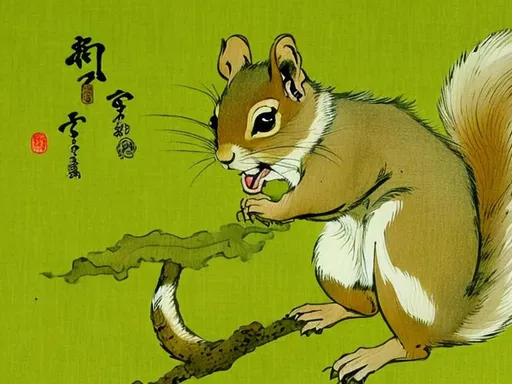 Prompt: "Squirrel as Yōkai, Japanese painting, 1800"