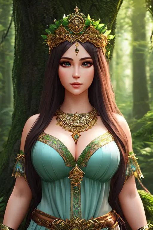 Prompt: Goddess of forest,extremely realistic, hyperdetailed, pretty girl, RPG, D&D, highly detailed face, highly detailed eyes, full body, whole body visible, full character visible, soft lighting, high definition, ultra realistic, unreal engine 5, 8K, digital art