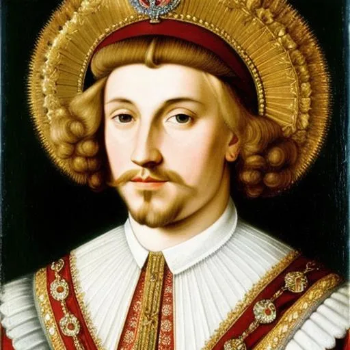 Prompt: portrait of a 16th-century German light-haired king
