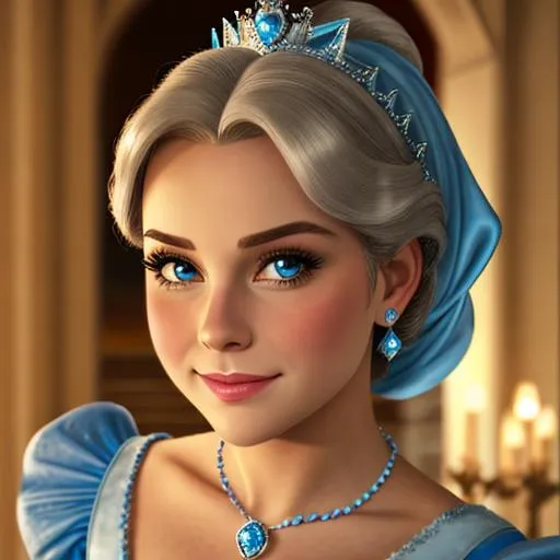 Prompt: princess Cinderella from Disney, facial closeup