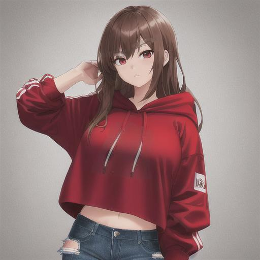 Anime girl discount crop top hoodie