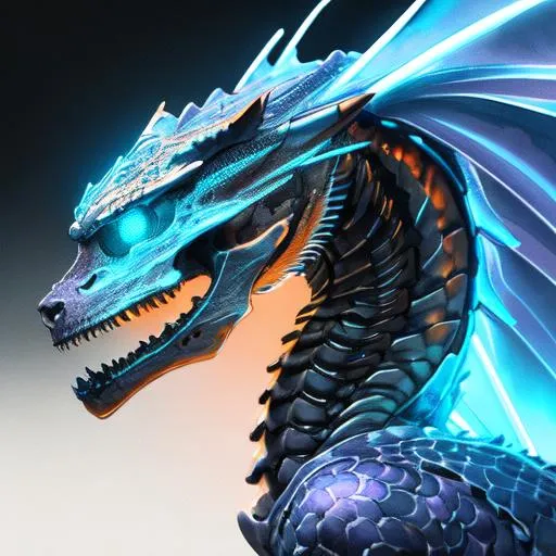 Prompt: Watercolor portrait of a roaring neon skeleton dragon with iridescent black markings and a cute face, perfect composition, hyperrealistic, super detailed, 8k, high quality, trending art, trending on artstation, sharp focus, studio photo, intricate details, highly detailed, by greg rutkowski, illustration, watercolor