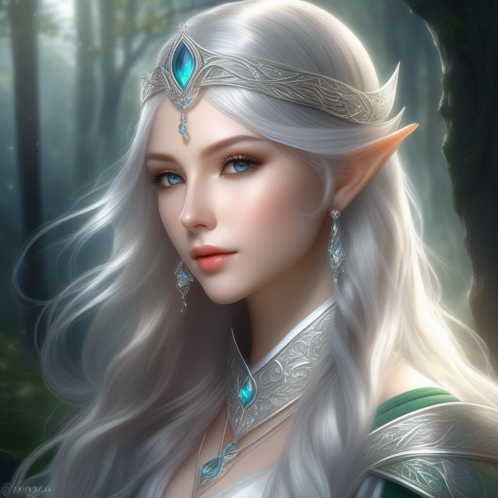 Portrait artwork for a young elf girl with shinning...