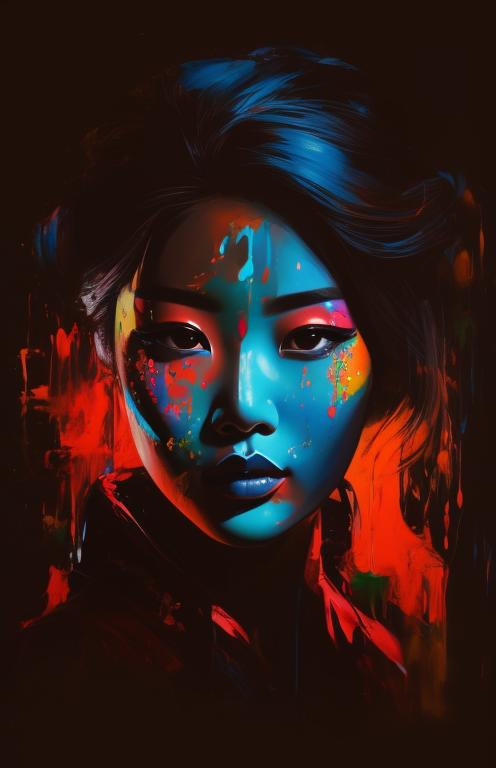 pop art painting visible face, beautiful asian woman... | OpenArt