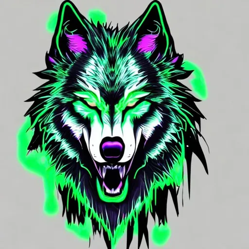 Prompt: Neon Green spirit
 Wolf with black Background for PC