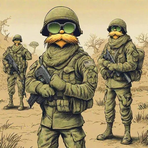 Prompt: The lorax in the army as a soldier