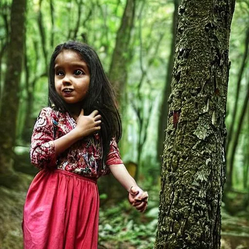 Prompt: Once upon a time, deep in the heart of a dense forest, lived a young girl named Aisha. She had always been fascinated by the beauty and mystery of the forest, and longed to explore it. Despite her parents' warnings about the dangers of the wilderness, Aisha couldn't resist her sense of adventure.
