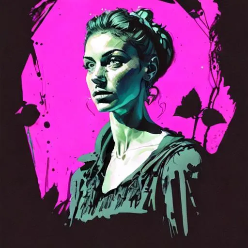 rose garden in a black light poster style