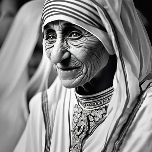 Prompt: mother teresa in indian wedding dress with beautiful jewels
