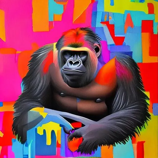 Prompt: The Abstract Painting gorillas