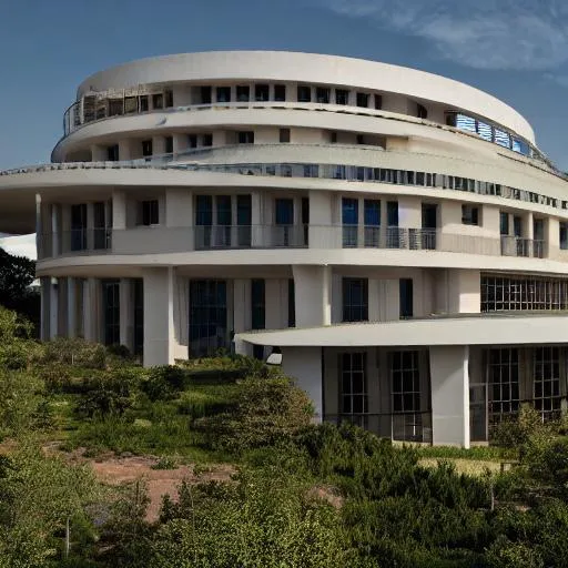 Prompt: Modern beaux art large university inspired Congolese architecture with precolonial congolese art inspiration and Congolese minerals, volumetric natural light, ultra realistic, vray,  hd