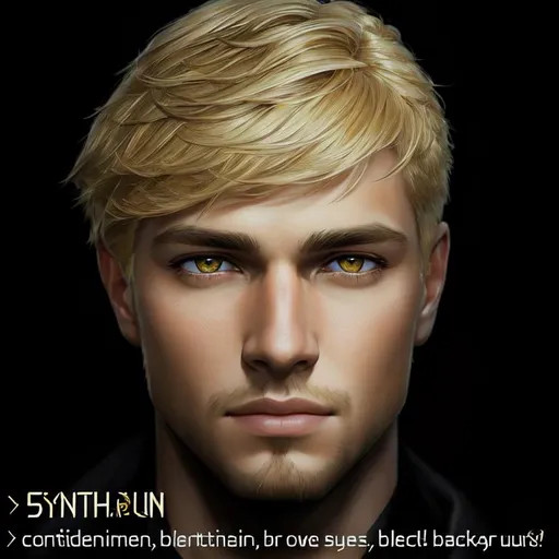 Prompt: photorealistic portrait of a handsome man with wheat-blonde hair with yellow eyes, with light skin, perfect composition, detailed face, realistic, super detailed, 8k, high quality, artstation, sharp focus, studio photo, intricate details, highly detailed, by greg rutkowski
