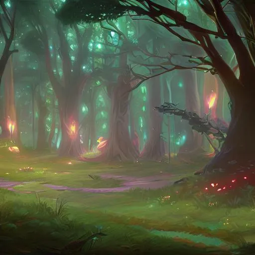 Prompt: hd painting of a magical forest