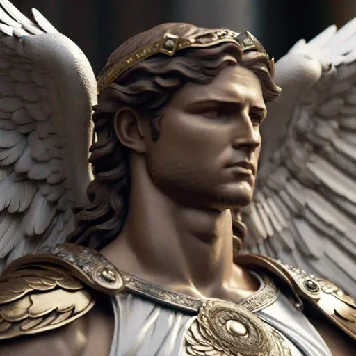 Prompt: 4k close up on Tough looking male angel with wings and a halo (detailed face), weilding a holy sword

