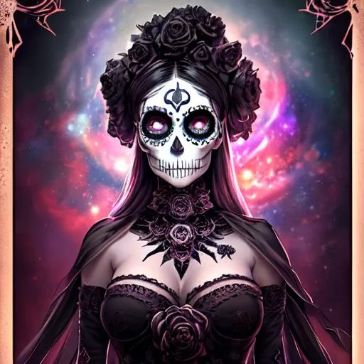 Tarot Style Beautiful Woman With Sugar Skull Face Openart 8129