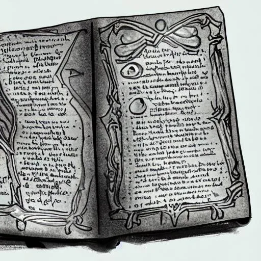 Prompt: A wizards spell book, sketch style