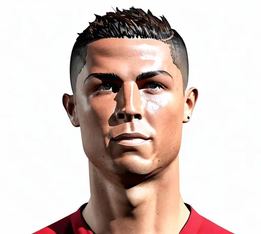 Prompt: I want a edited front face image of ronaldo with not high likeness to real life 