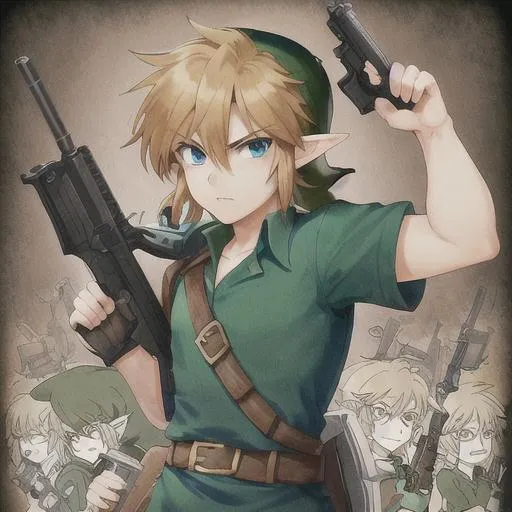 Prompt: Link with guns