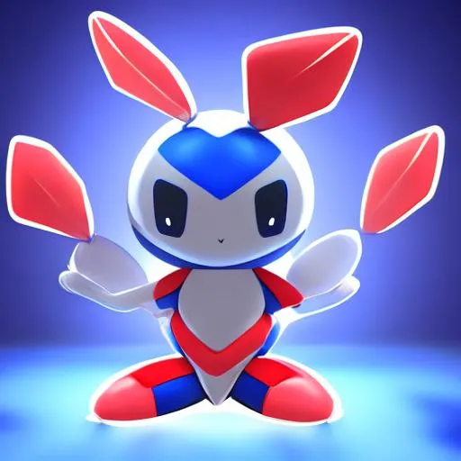 Prompt: blue color, cute smart tiny character,  3D character, poketmon
