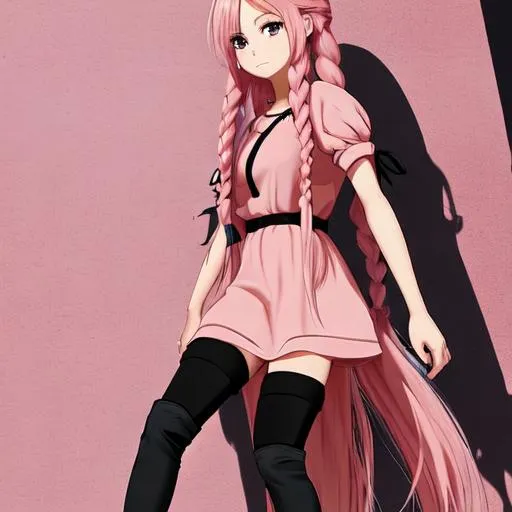 Anime Hip-Length Pink Hair