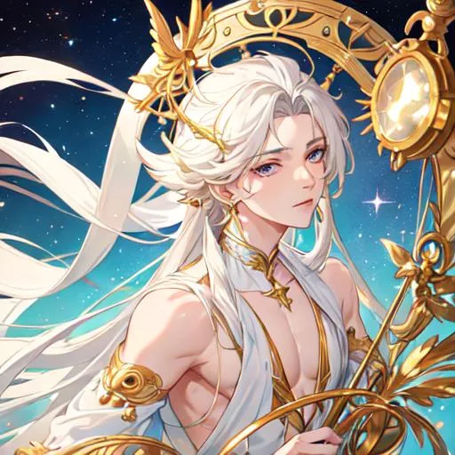 Prompt: Virgo The Virgin zodiac as a 
male human, 8k, UHD,  highly detailed, close up
