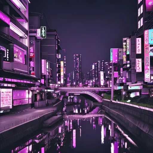 Prompt: Dark purple japanese city 