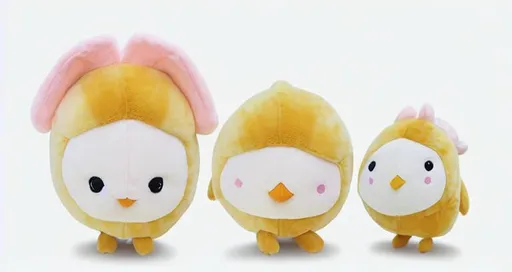Prompt: cute kawaii Squishy chick costume baby plush toy, soft texture, visible stitch line, soft smooth lighting, vibrant studio lighting, modular constructivism, physically based rendering, square image