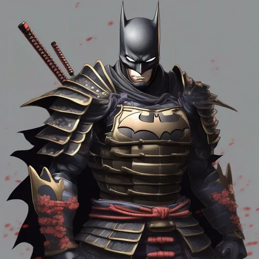 Prompt: Samurai  armor batman anime artstyle